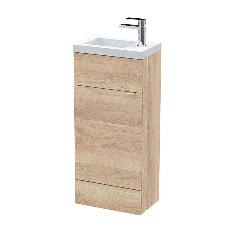 Hudson Reed Fusion Floor Standing Single Door 400mm Compact Vanity Unit & Polymarble Basin (1 size, 5 colours) - Brand New Bathrooms