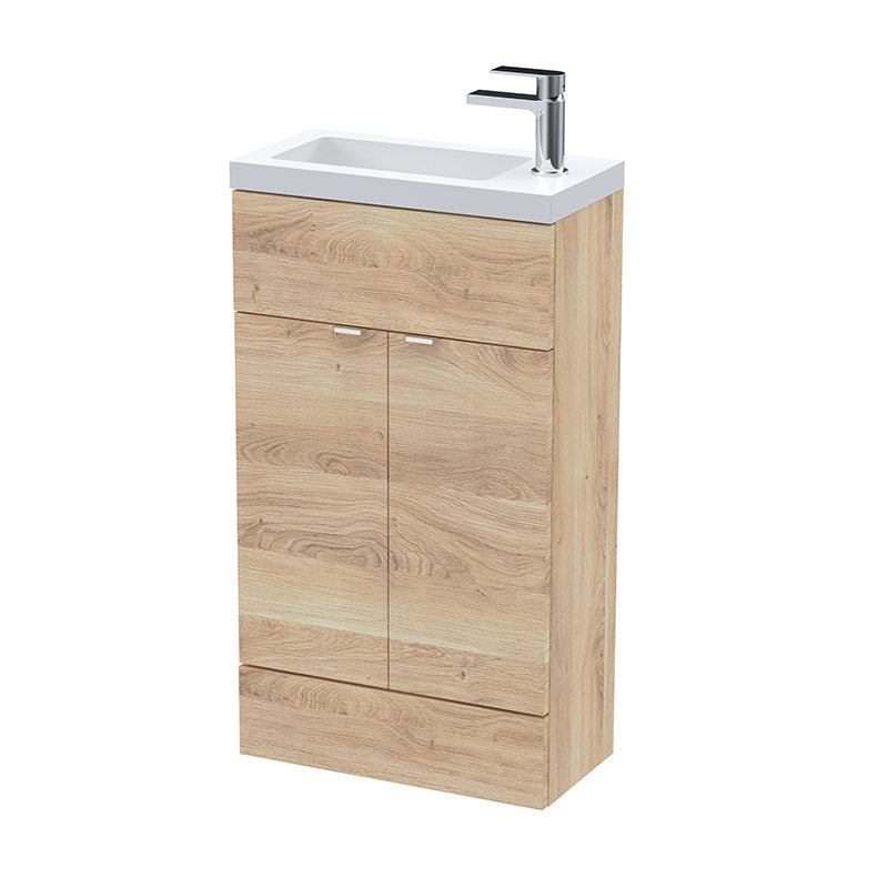 Hudson Reed Fusion Floor Standing Double Door 500mm Compact Vanity Unit & Polymarble Basin (1 size, 5 colours) - Brand New Bathrooms