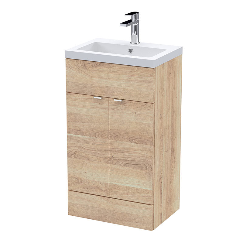 Hudson Reed Fusion Floor Standing Double Door 500mm Vanity Unit & Polymarble Basin (1 size, 5 colours) - Brand New Bathrooms