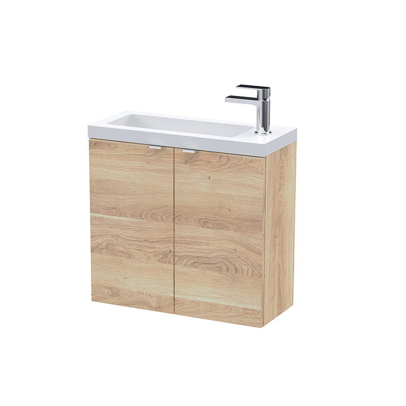 Hudson Reed Fusion Wall Hung Double Door 600mm Vanity Unit & Polymarble Basin (1 size, 5 colours) - Brand New Bathrooms
