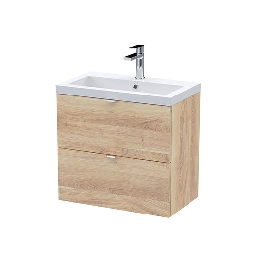 Hudson Reed Fusion Wall Hung Double Drawer 600mm Vanity Unit & Ceramic Basin (1 size, 5 colours) - Brand New Bathrooms