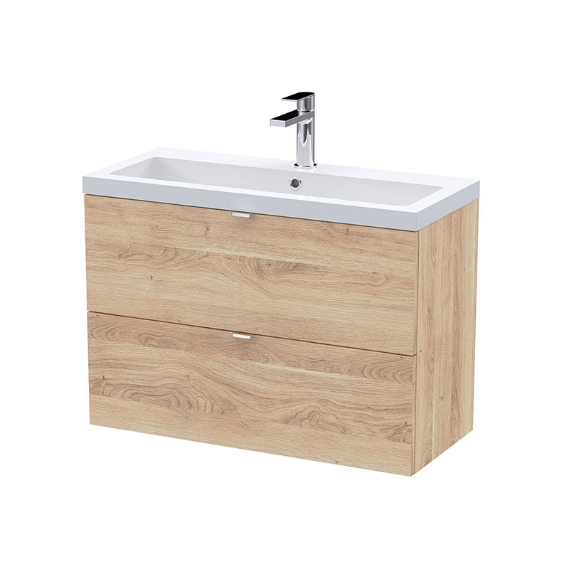 Hudson Reed Fusion Wall Hung Double Drawer 800mm Vanity Unit & Polymarble Basin (1 size, 5 colours) - Brand New Bathrooms