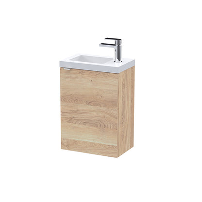 Hudson Reed Fusion Single Door 400mm Wall Hung Unit & Basin (1 size, Bleached Oak) - Brand New Bathrooms