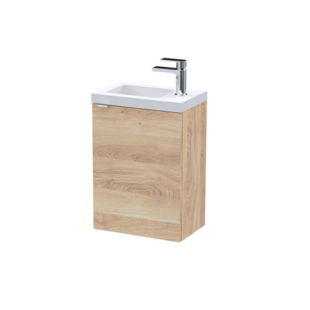 Hudson Reed Fusion Single Door 400mm Wall Hung Unit & Basin (1 size, Bleached Oak) - Brand New Bathrooms