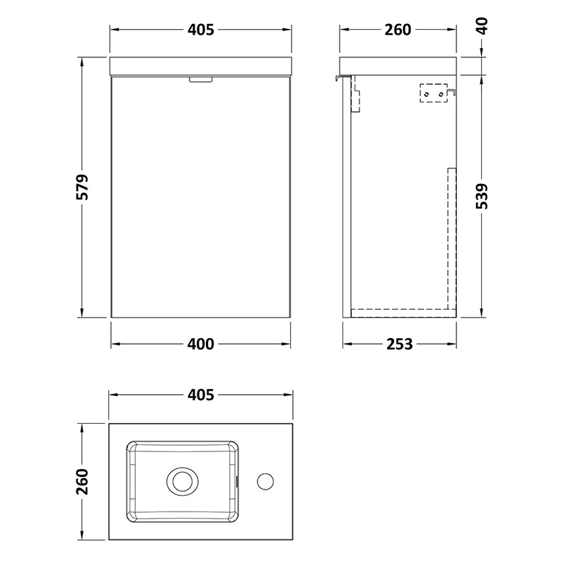Hudson Reed Fusion Single Door 400mm Wall Hung Unit & Basin (1 size, Bleached Oak) - Brand New Bathrooms