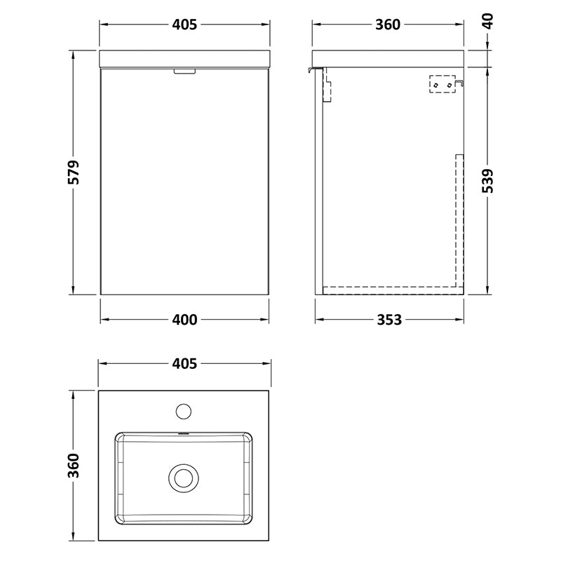 Hudson Reed Fusion Single Door Wall Hung 400mm Unit & Basin (1 size, Bleached Oak) - Brand New Bathrooms
