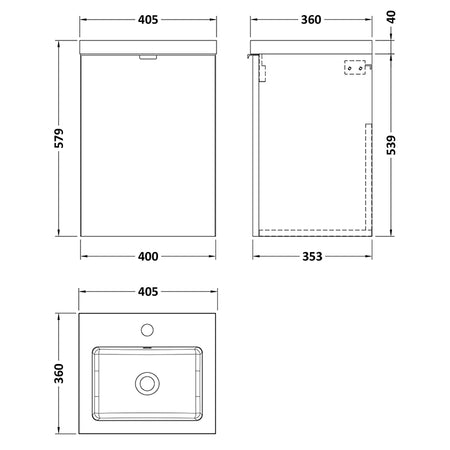 Hudson Reed Fusion Single Door Wall Hung 400mm Unit & Basin (1 size, Bleached Oak) - Brand New Bathrooms