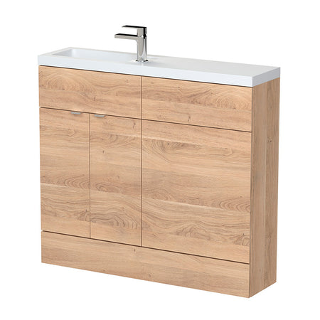 Hudson Reed Fusion Compact 1000mm Vanity Basin & WC Unit Combination (1 size, Bleached Oak) - Brand New Bathrooms