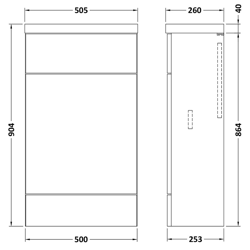 Hudson Reed Fusion Floor Standing Compact 500mm WC Unit & Gloss White Top (1 size, 5 colours) - Brand New Bathrooms