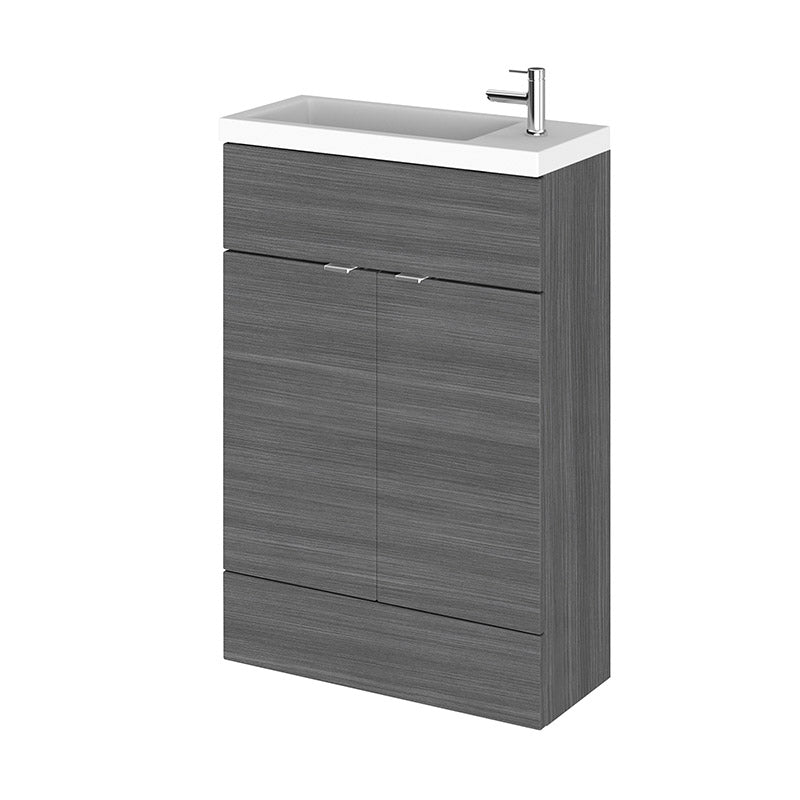 Hudson Reed Fusion Floor Standing 600mm Double Door Vanity Unit & Compact Polymarble Basin (1 size, 5 colours) - Brand New Bathrooms