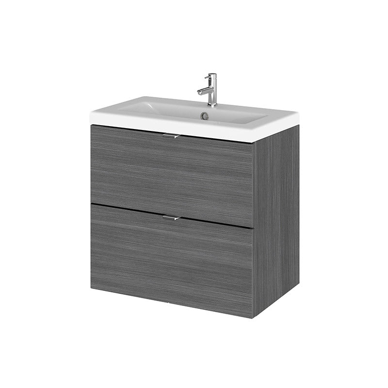 Hudson Reed Fusion Wall Hung Double Drawer 600mm Vanity Unit & Ceramic Basin (1 size, 5 colours) - Brand New Bathrooms