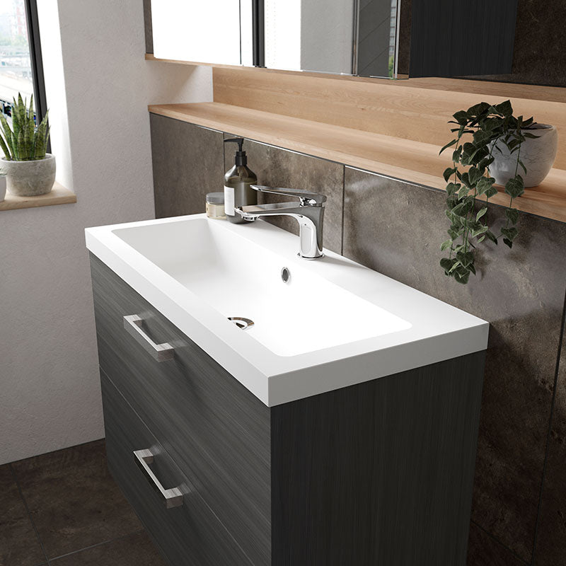 Hudson Reed Fusion Wall Hung Double Drawer 800mm Vanity Unit & Polymarble Basin (1 size, 5 colours) - Brand New Bathrooms