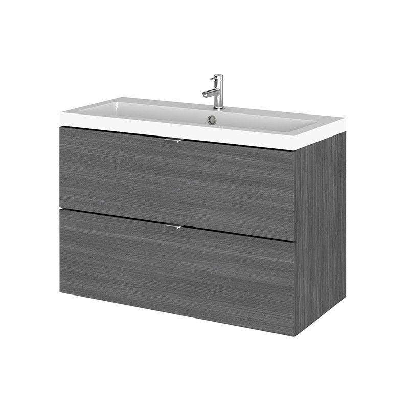 Hudson Reed Fusion Wall Hung Double Drawer 800mm Vanity Unit & Polymarble Basin (1 size, 5 colours) - Brand New Bathrooms