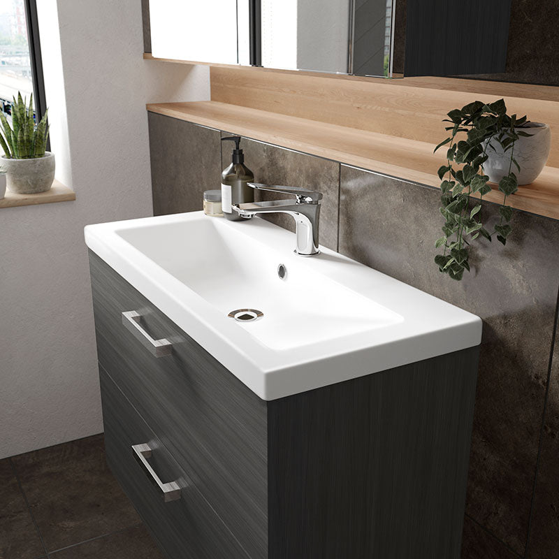 Hudson Reed Fusion Wall Hung Double Drawer 800mm Vanity Unit & Ceramic Basin (1 size, 4 colours) - Brand New Bathrooms