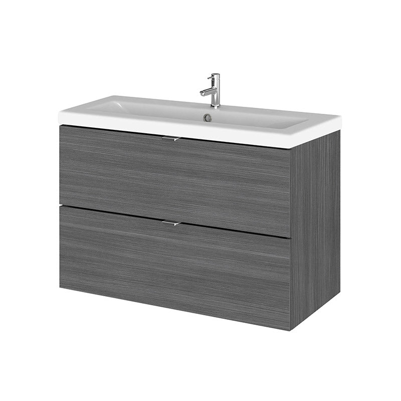 Hudson Reed Fusion Wall Hung Double Drawer 800mm Vanity Unit & Ceramic Basin (1 size, 4 colours) - Brand New Bathrooms