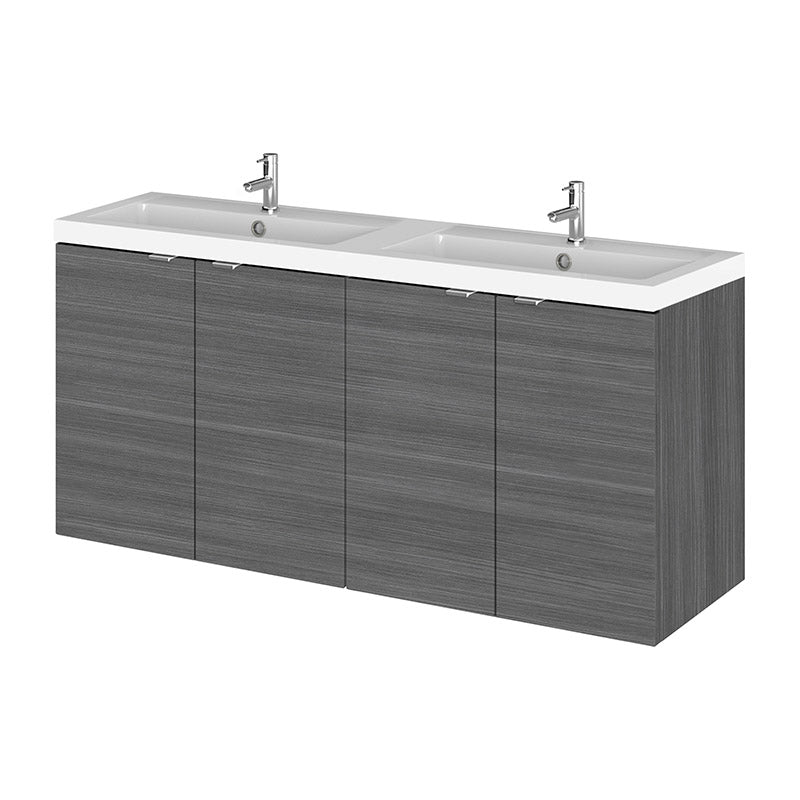 Hudson Reed Fusion Wall Hung Four Door 1200mm Vanity Unit & Twin Polymarble Basin (1 size, 4 colours) - Brand New Bathrooms