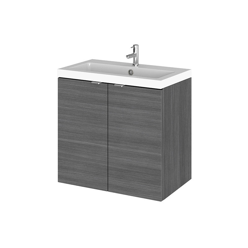 Hudson Reed Fusion Wall Hung Double Door 600mm Compact Vanity Unit & Polymarble Basin (1 size, 4 colours) - Brand New Bathrooms