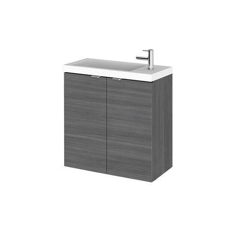 Hudson Reed Fusion Wall Hung Double Door 500mm Compact Vanity Unit & Polymarble Basin (1 size, 4 colours) - Brand New Bathrooms