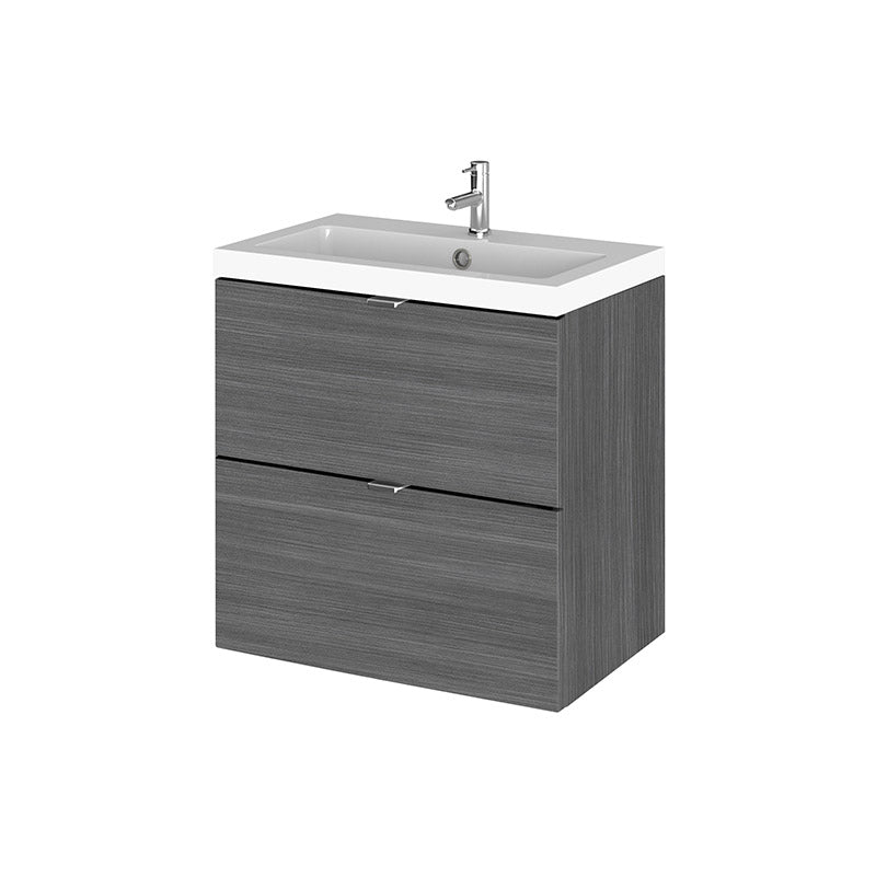 Hudson Reed Fusion Wall Hung Double Drawer 500mm Vanity Unit & Polymarble Basin (1 size, 4 colours) - Brand New Bathrooms