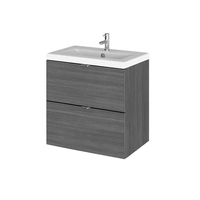 Hudson Reed Fusion Wall Hung Double Drawer 500mm Vanity Unit & Ceramic Basin (1 size, 4 colours) - Brand New Bathrooms