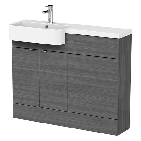Hudson Reed Fusion Floor Standing Double Door 1100mm Vanity Unit & WC Unit with Left Hand Semi Recessed Basin Combination (1 size, 4 colours) - Brand New Bathrooms
