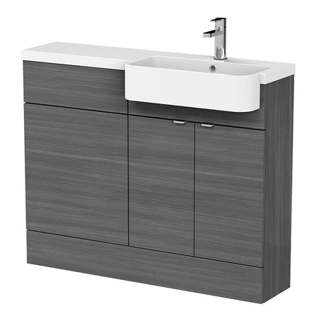 Hudson Reed Fusion Floor Standing Double Door 1100mm Vanity Unit & WC Unit with Right Hand Semi Recessed Basin Combination (1 size, 4 colours) - Brand New Bathrooms