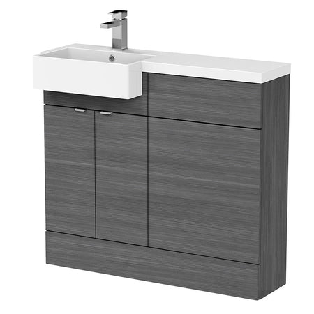 Hudson Reed Fusion Floor Standing Double Door 1000mm Vanity Unit & WC Unit with Left Hand Semi Recessed Basin Combination (1 size, 4 colours) - Brand New Bathrooms