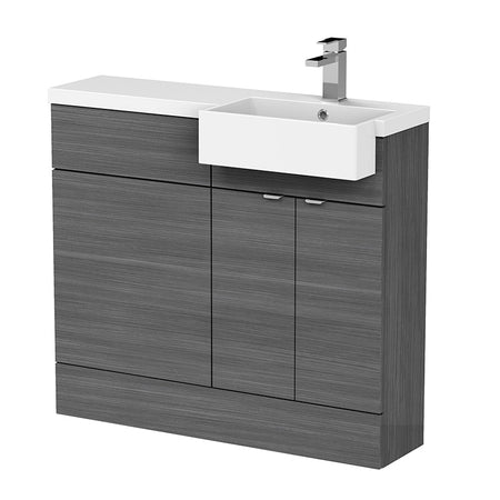 Hudson Reed Fusion Floor Standing Double Door 1000mm Vanity Unit & WC Unit with Right Hand Semi Recessed Basin Combination (1 size, 4 colours) - Brand New Bathrooms