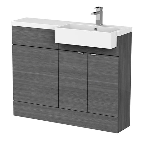 Hudson Reed Fusion Floor Standing Double Door 1100mm Vanity Unit & WC Unit with Right Hand Semi Recessed Basin Combination (1 size, 4 colours) - Brand New Bathrooms