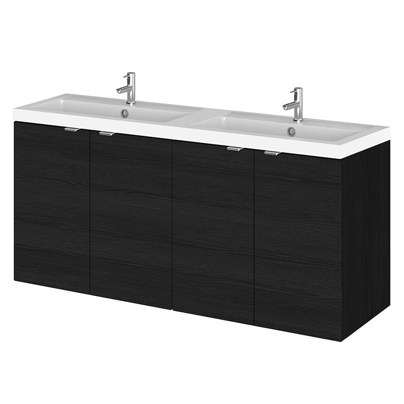 Hudson Reed Fusion Wall Hung Four Door 1200mm Vanity Unit & Twin Polymarble Basin (1 size, 4 colours) - Brand New Bathrooms