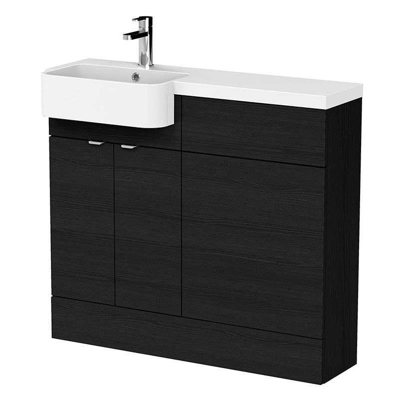 Hudson Reed Fusion Floor Standing Double Door 1000mm Vanity Unit & WC Unit with Left Hand Semi Recessed Basin Combination (1 size, 4 colours) - Brand New Bathrooms