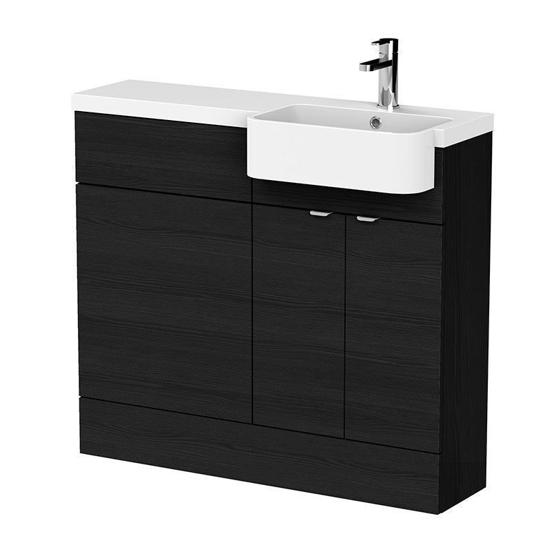 Hudson Reed Fusion Floor Standing Double Door 1000mm Vanity Unit & WC Unit with Right Hand Semi Recessed Basin Combination (1 size, 4 colours) - Brand New Bathrooms