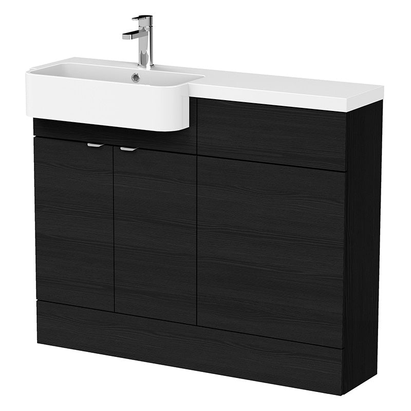 Hudson Reed Fusion Floor Standing Double Door 1100mm Vanity Unit & WC Unit with Left Hand Semi Recessed Basin Combination (1 size, 4 colours) - Brand New Bathrooms