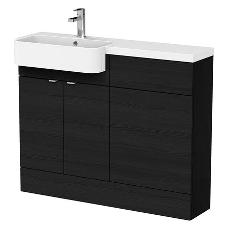 Hudson Reed Fusion Floor Standing Double Door 1100mm Vanity Unit & WC Unit with Left Hand Semi Recessed Basin Combination (1 size, 4 colours) - Brand New Bathrooms