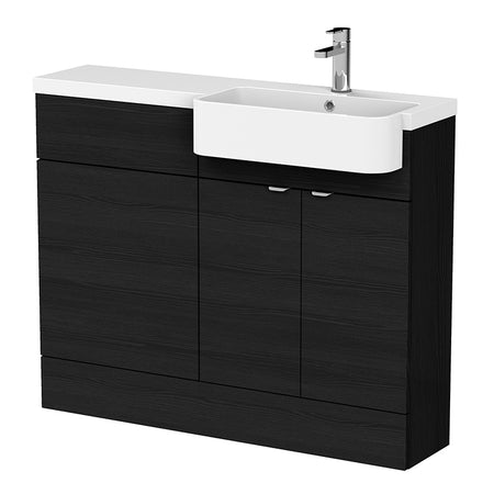Hudson Reed Fusion Floor Standing Double Door 1100mm Vanity Unit & WC Unit with Right Hand Semi Recessed Basin Combination (1 size, 4 colours) - Brand New Bathrooms