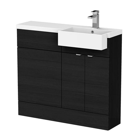 Hudson Reed Fusion Floor Standing Double Door 1000mm Vanity Unit & WC Unit with Right Hand Semi Recessed Basin Combination (1 size, 4 colours) - Brand New Bathrooms