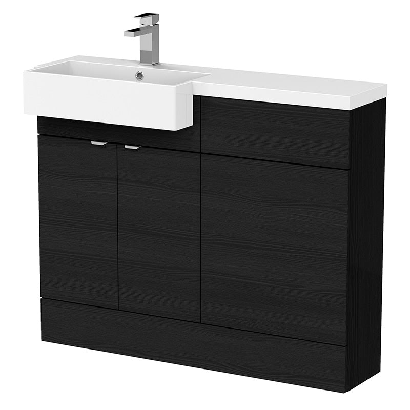 Hudson Reed Fusion Floor Standing Double Door 1100mm Vanity Unit & WC Unit with Left Hand Semi Recessed Basin Combination (1 size, 4 colours) - Brand New Bathrooms