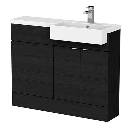 Hudson Reed Fusion Floor Standing Double Door 1100mm Vanity Unit & WC Unit with Right Hand Semi Recessed Basin Combination (1 size, 4 colours) - Brand New Bathrooms