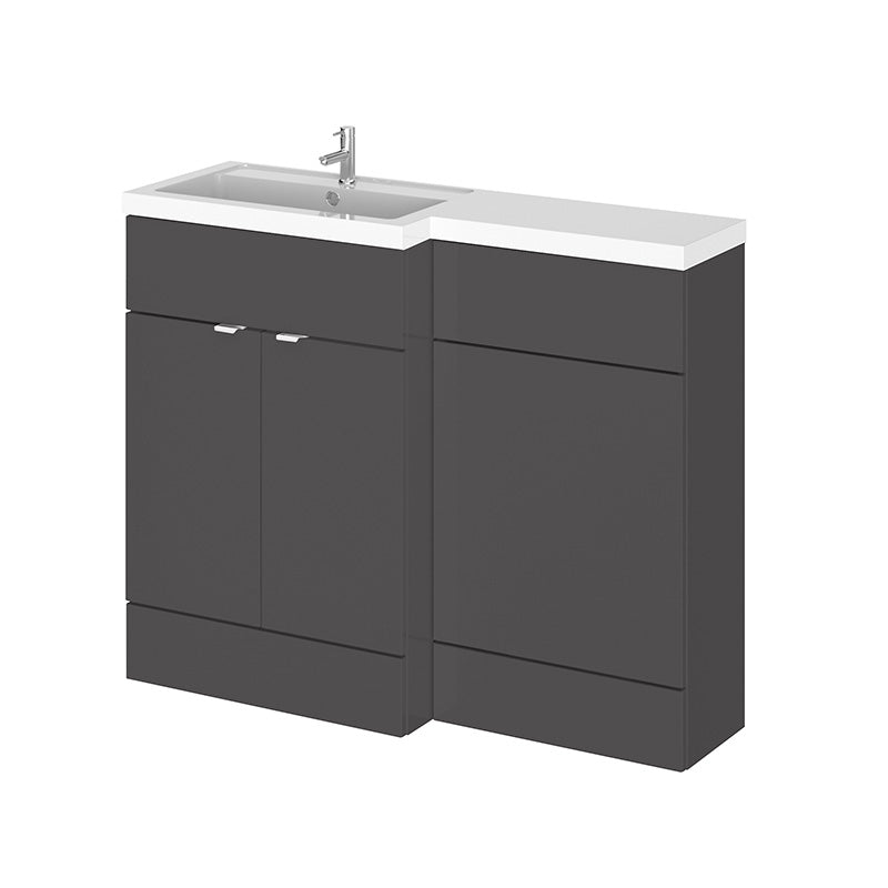 Hudson Reed Fusion Floor Standing 1100mm Double Door Vanity Unit, Basin & WC Unit - Left Hand Combination (1 size, 5 colours) - Brand New Bathrooms