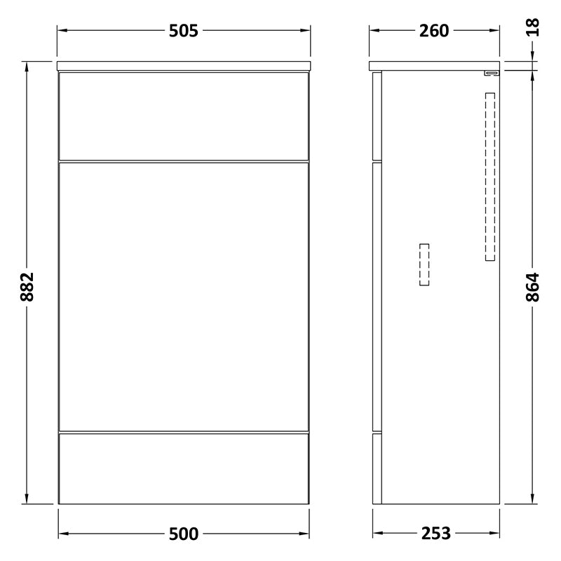 Hudson Reed Fusion Floor Standing Compact 500mm WC Unit with Coordinating Top (1 size, 5 colours) - Brand New Bathrooms