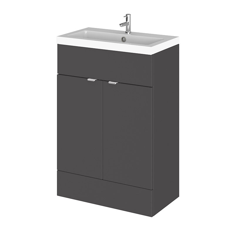 Hudson Reed Fusion Floor Standing 600mm Double Door Vanity Unit & Polymarble Basin (1 size, 5 colours) - Brand New Bathrooms