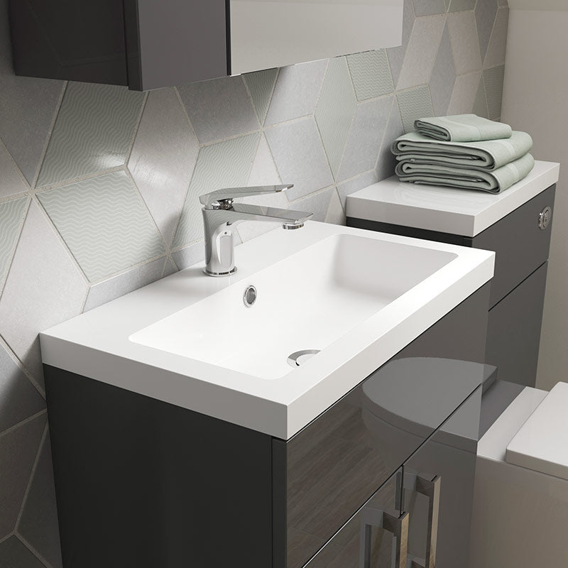 Hudson Reed Fusion Floor Standing 600mm Double Door Vanity Unit & Polymarble Basin (1 size, 5 colours) - Brand New Bathrooms