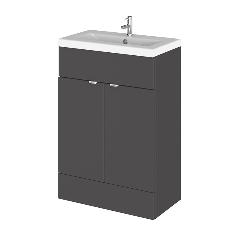 Hudson Reed Fusion Floor Standing 600mm Double Door Vanity Unit & Ceramic Basin (1 size, 5 colours) - Brand New Bathrooms