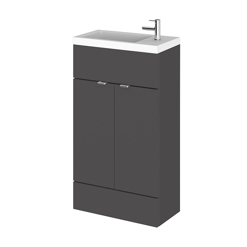 Hudson Reed Fusion Floor Standing Double Door 500mm Compact Vanity Unit & Polymarble Basin (1 size, 5 colours) - Brand New Bathrooms