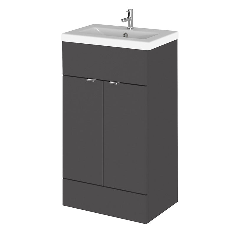 Hudson Reed Fusion Floor Standing Double Door 500mm Vanity Unit & Ceramic Basin (1 size, 5 colours) - Brand New Bathrooms