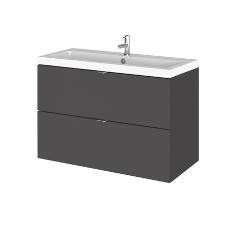 Hudson Reed Fusion Wall Hung Double Drawer 800mm Vanity Unit & Polymarble Basin (1 size, 5 colours) - Brand New Bathrooms