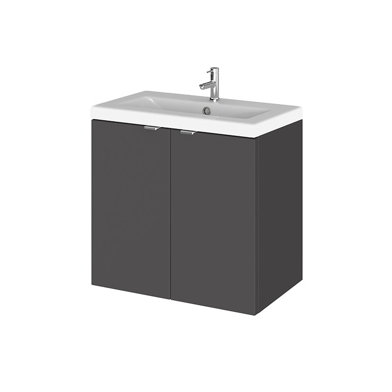 Hudson Reed Fusion Wall Hung Double Door 600mm Vanity Unit & Ceramic Basin (1 size, 4 colours) - Brand New Bathrooms