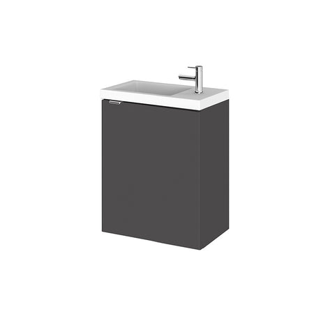 Hudson Reed Fusion Wall Hung Single Door 400mm Compact Vanity Unit & Polymarble Basin (1 size, 4 colours) - Brand New Bathrooms