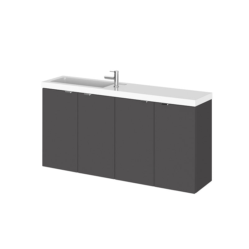Hudson Reed Fusion Wall Hung Four Door 1000mm Compact Vanity Unit & Polymarble Basin (1 size, 4 colours) - Brand New Bathrooms