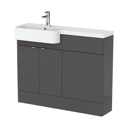 Hudson Reed Fusion Floor Standing Double Door 1100mm Vanity Unit & WC Unit with Left Hand Semi Recessed Basin Combination (1 size, 4 colours) - Brand New Bathrooms